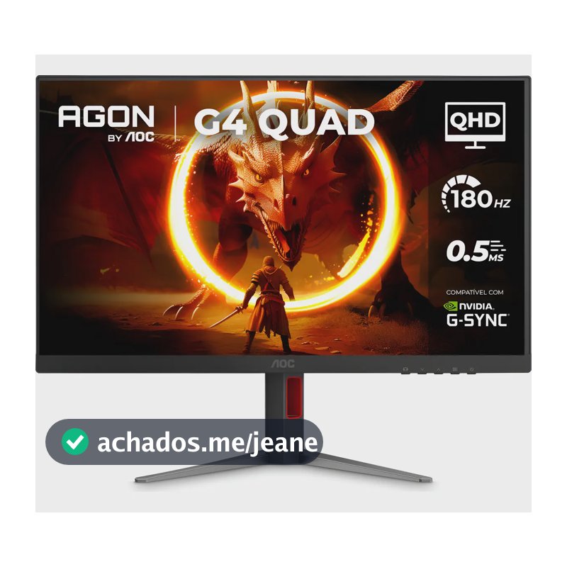 Monitor Gamer Aoc Agon Quad 27'' 180hz Base Ajustável Q27g4f Preto 127/220v