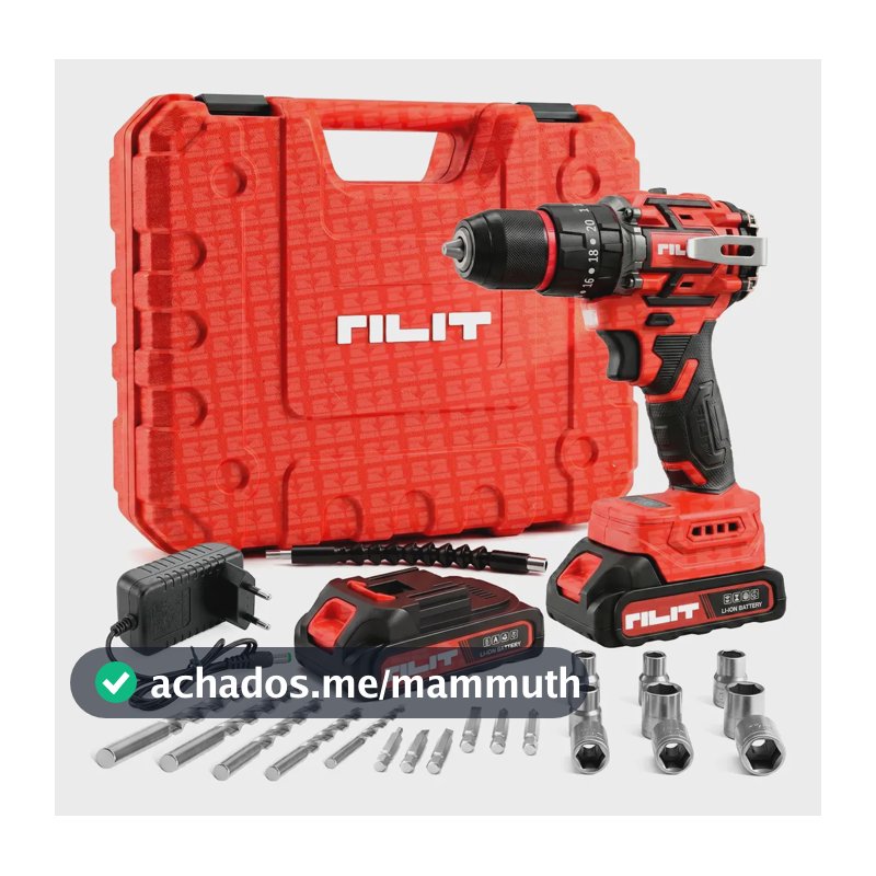 Parafusadeira Furadeira Impacto Lítio 20v 2.0ah 2 Baterias Vermelho 20v