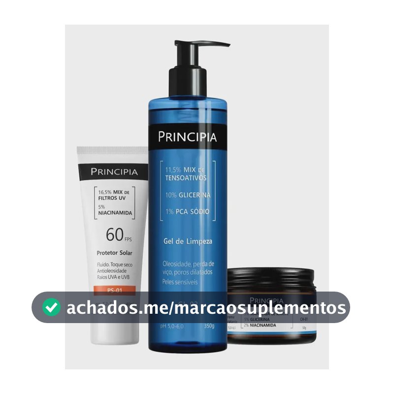 Kit Principia para Rotina de Skincare Pele Sensível com Protetor Solar FPS 60