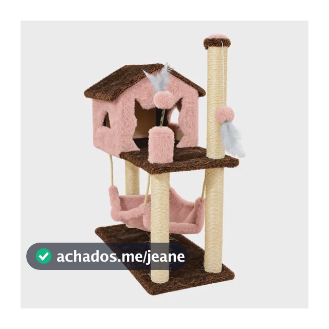 Arranhador Para Gato Casinha Com Rede 2 Brinquedos 10 Cores
