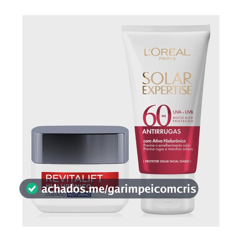 Kit Revitalift Hialurônico + Solar Expertise Antirrugas FPS60 L'Oréal Paris