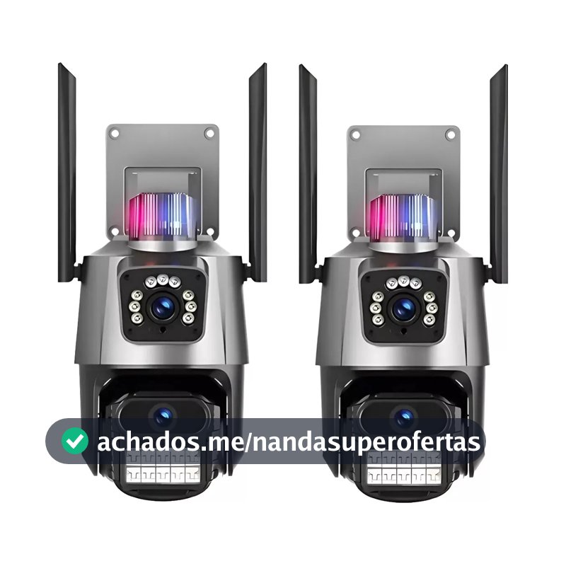 Kit 2 Câmera Segurança Wifi Lente Dupla 2x 3mp 360° Externa Cinza