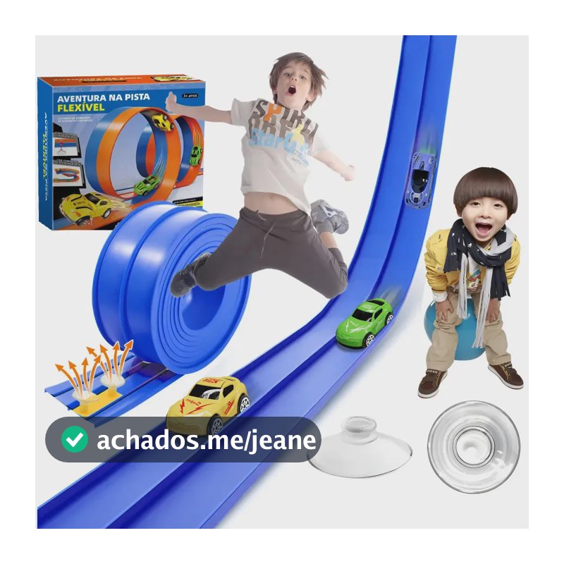 Flextrack Pista Corrida Flexível Para Crianças Com 4 Ventosas Y 4 Carrinhos,Presente Compatível Com Hot Wheels