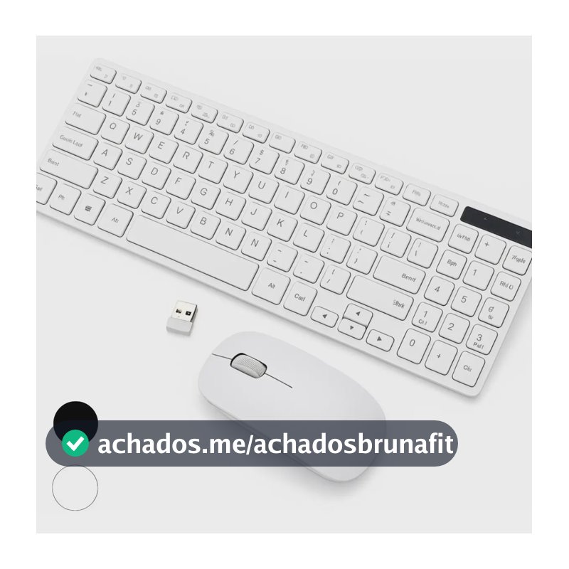 Piracomp Kit Teclado E Mouse Sem Fio Usb Slim Cor Branco 2.4ghz Qwerty