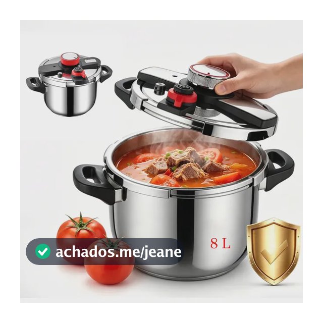 Panela De Pressão Inox Para Fogão A Gás E Indução 8 Litros,panela de pressao inox,panela pressao fogao inducao