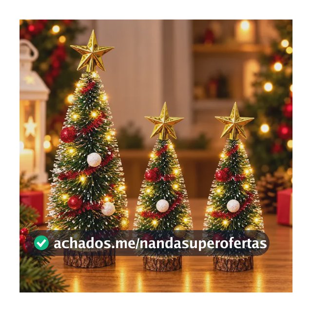 Kit 3 Mini Árvore De Natal Pinheiro Nevada Led 29cm Kit 3 Mini Arvores Com Bolinhas
