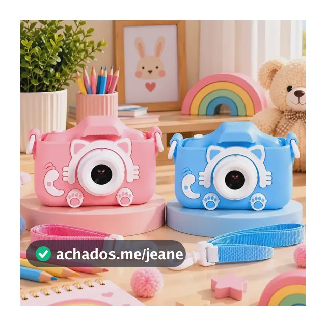 Câmera Digital Fotográfica Gatinho Infantil Jogos Vídeos  Hd Azul-claro