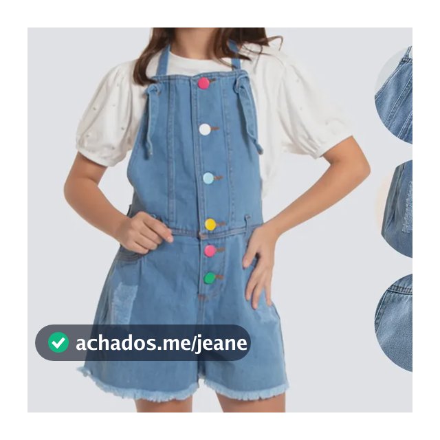 Jardineira Macaquinho Short Jeans Infantil Menina Juvenil