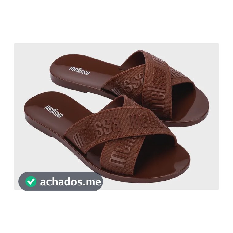 Sandália Rasteira Feminina M-lover Slide Melissa Marrom Liso 33.34