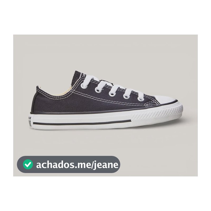 Chuck Taylor All Star Ck0002 Curto Tecido Infantil Preto/cru/preto Liso 32 Br