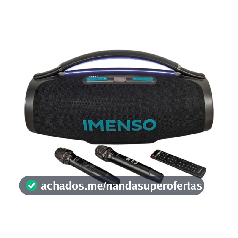 Caixa De Som Imenso X69a 500w Rms 45000mah Rgb Ipx6 2 Mic Preto 110220 V