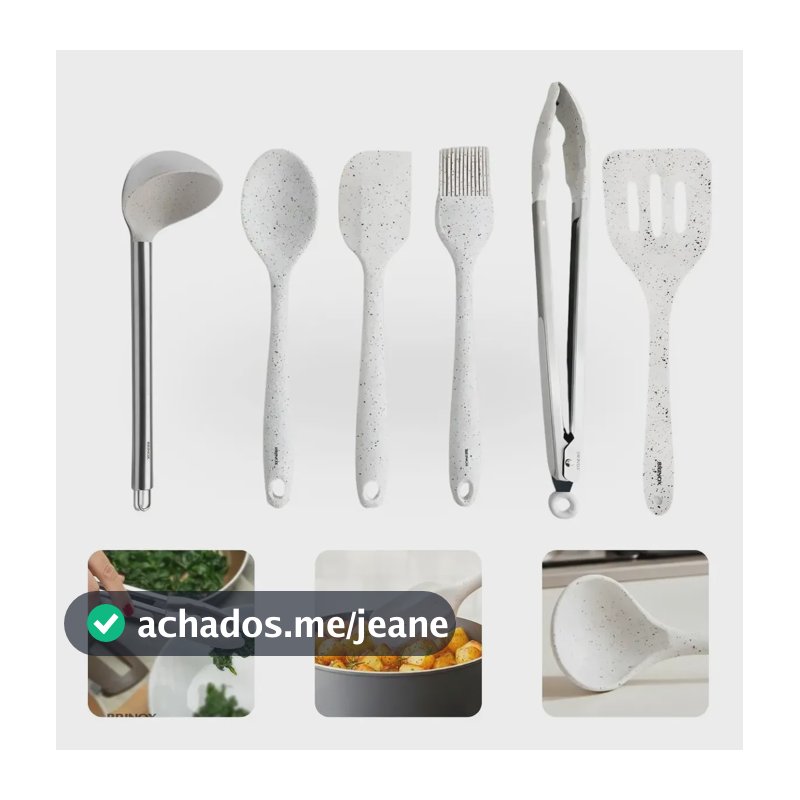 Kit 6 Utensílios Em Silicone Cozinha Vanilla - Brinox Vanila