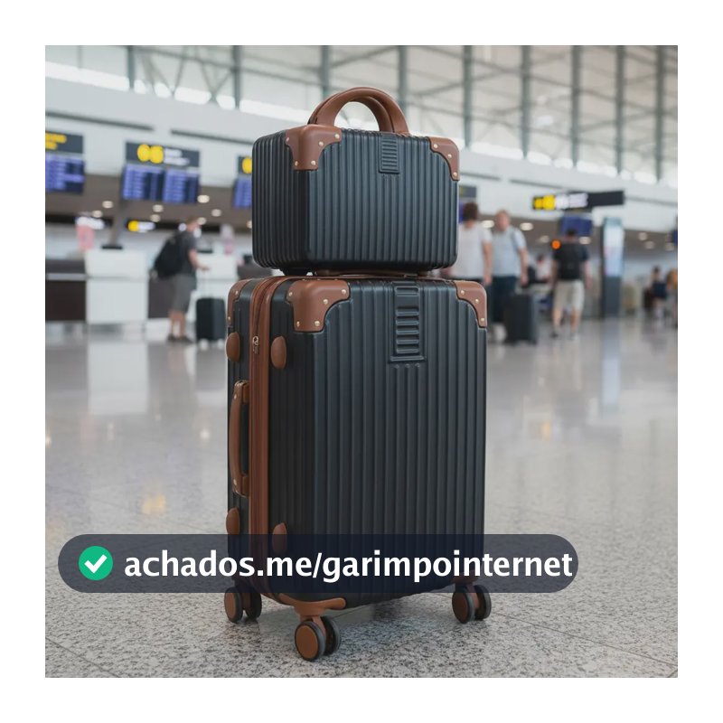 Mala De 10kg Bordo De Mão Bloguerinha Com Frasqueira Viaggio Preto Com Bege Listras