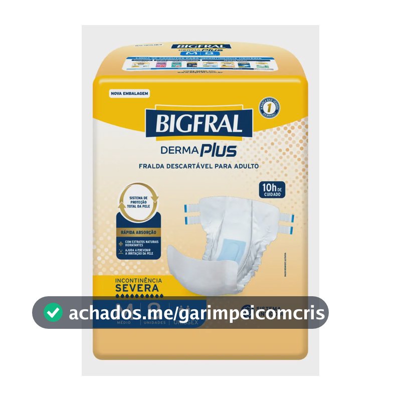 Fralda Bigfral Derma Plus M 8 Unidades Tamanho Médio
