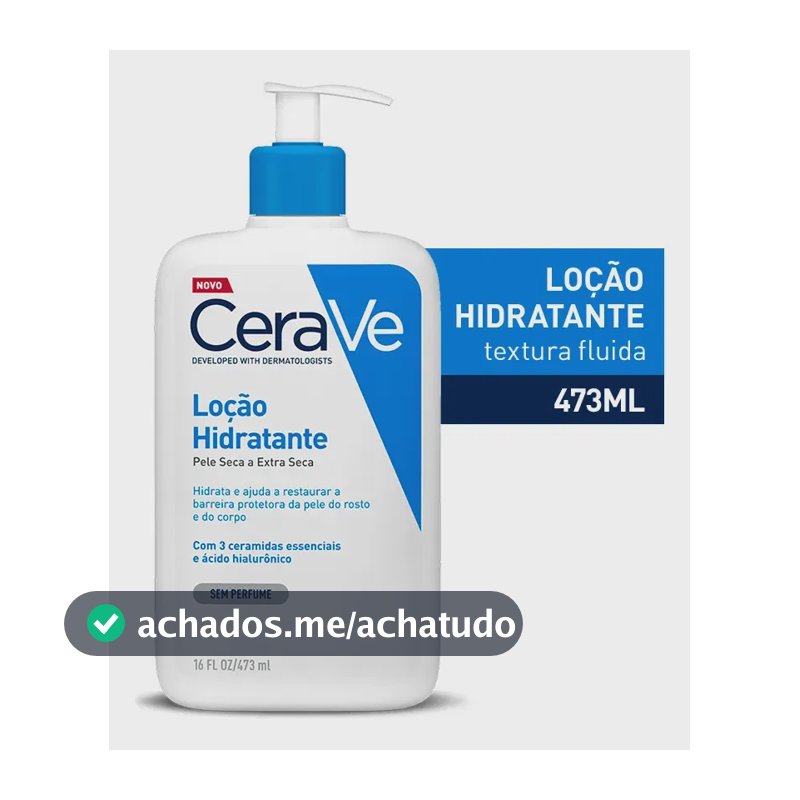 Loção Hidratante Corporal Sem Perfume, com Ceramidas Essenciais e Ácido Hialurônico, Textura Fluida CeraVe 473ml