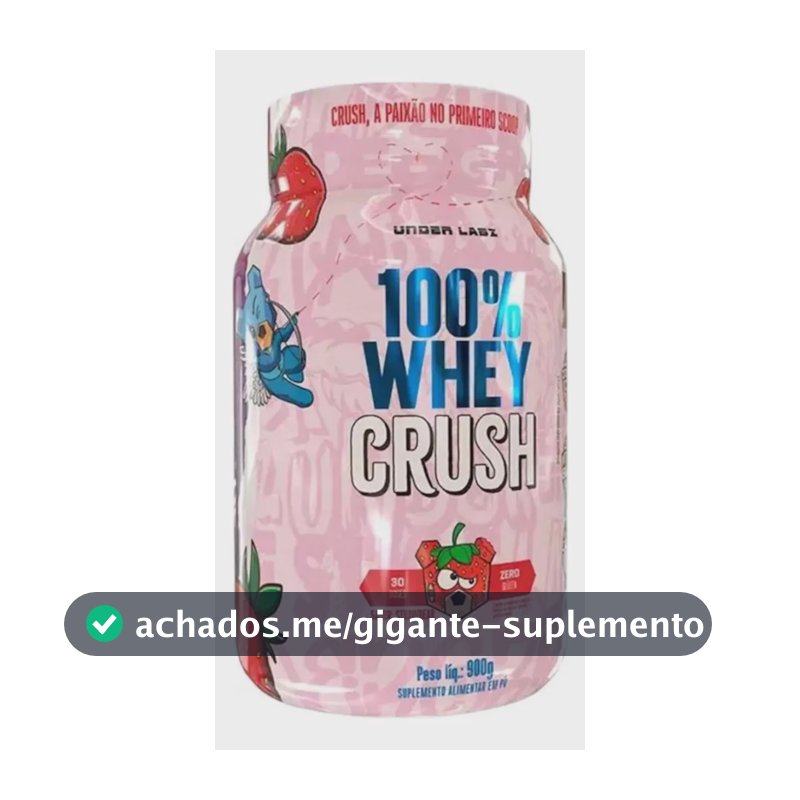 Suplemento 100% Concentrado Whey Protein Crush 900g Under Labz Morango