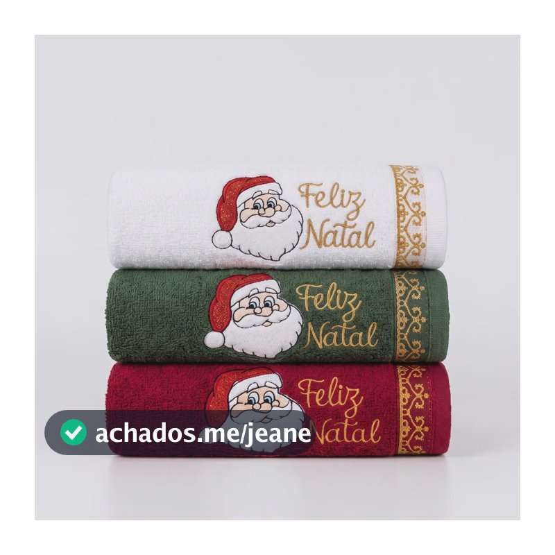 Kit 3 Toalhas Lavabo Natalinas 32x45cm Sortidas Bordadas Branco / Bordô / Verde Bordada