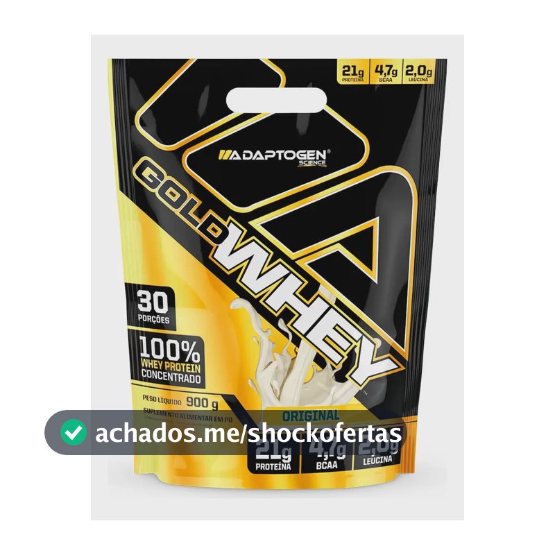 Proteína Adaptogen Gold Whey Original Em Pó Sem Sabor 900g