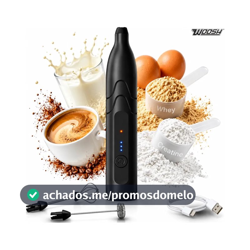 Mixer Elétrico Portátil 2 em 1 Recarregável Potente Misturador de Bebidas e Ovos 3 Velocidades Usb Batedor e Fue Fouet Woosh