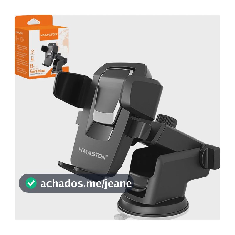 Suporte Para Celular GPS Retrátil Carro Ventosa Rotação 180° Cj02 Preto