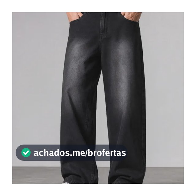 Calça Jeans Masculina Larga Baggy Grande Reta Balão Wide Black Street 44