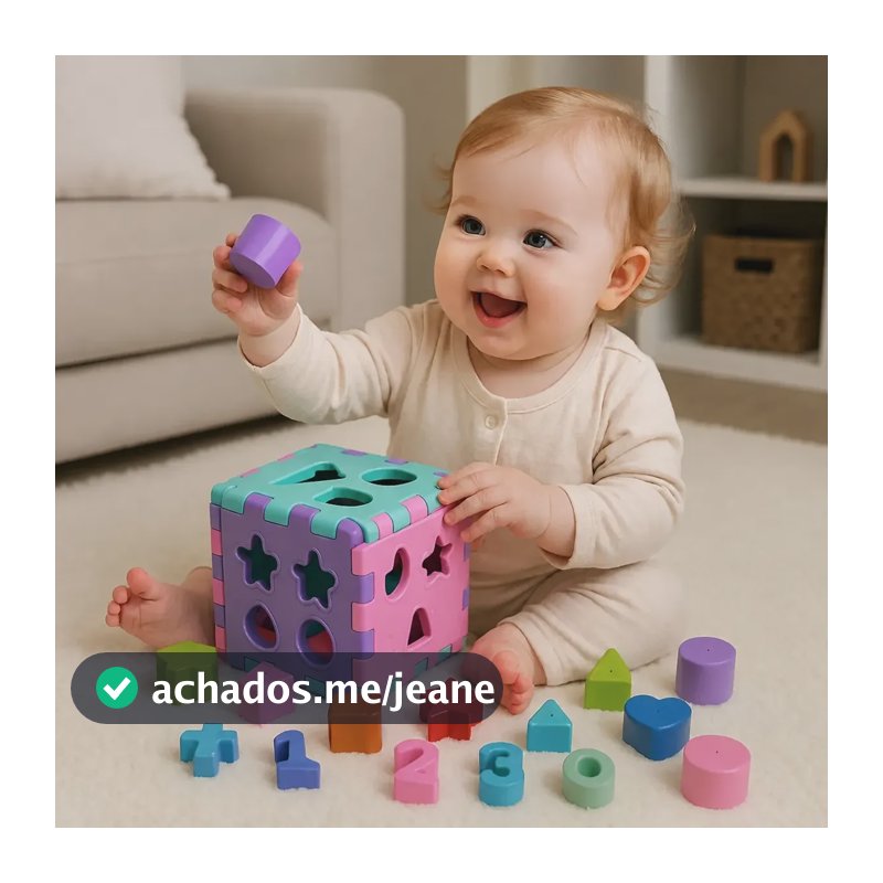 Cubo Rosa Brinquedo Para Bebê Educativo Menina 1 Ano Rosa