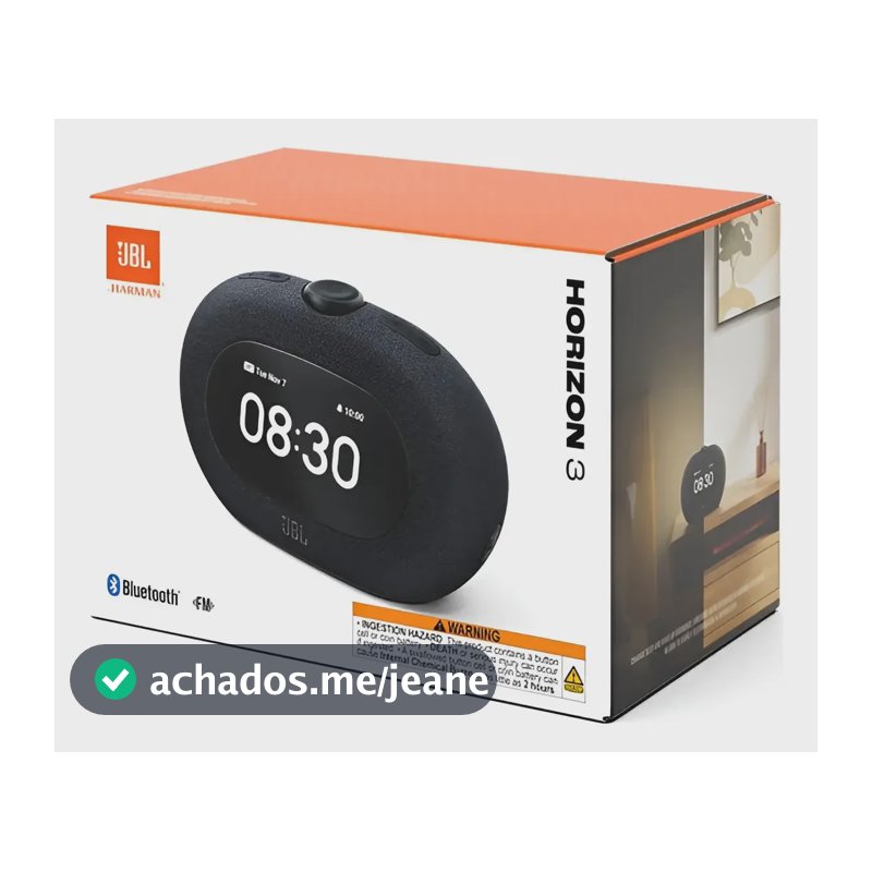Caixa de Som JBL Horizon 3 Com Rádio Relógio FM Bluetooth USB-C – 5W RMS Preto