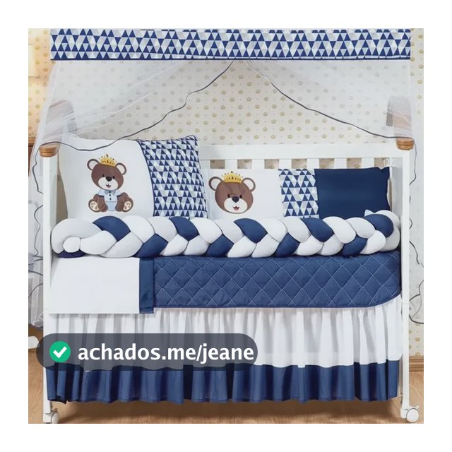 Kit Berço Urso Rei Trança Para Menino Azul Marinho Premium