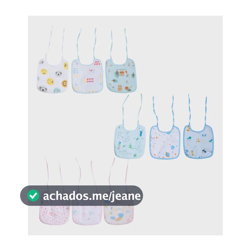 Babador Bebê Impermeável Kit 3 Und 100% Algodão Cor Menino Azul Estampado