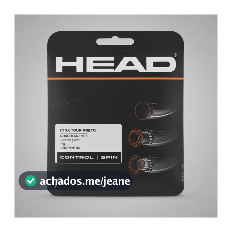 Corda Tênis Head Lynx Tour 1.25mm Preta Set 12m 1.25 Mm Preto