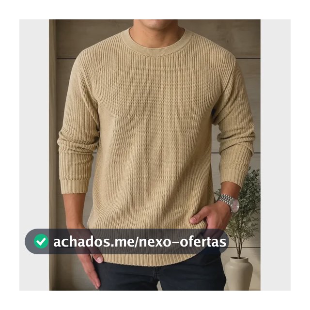 Suéter Masculino Lã Tricot Blusa De Frio Social Manga Longa