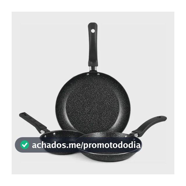 Jogo De Frigideiras Francesas 3 Peças 14 18 24cm Preto Nacio