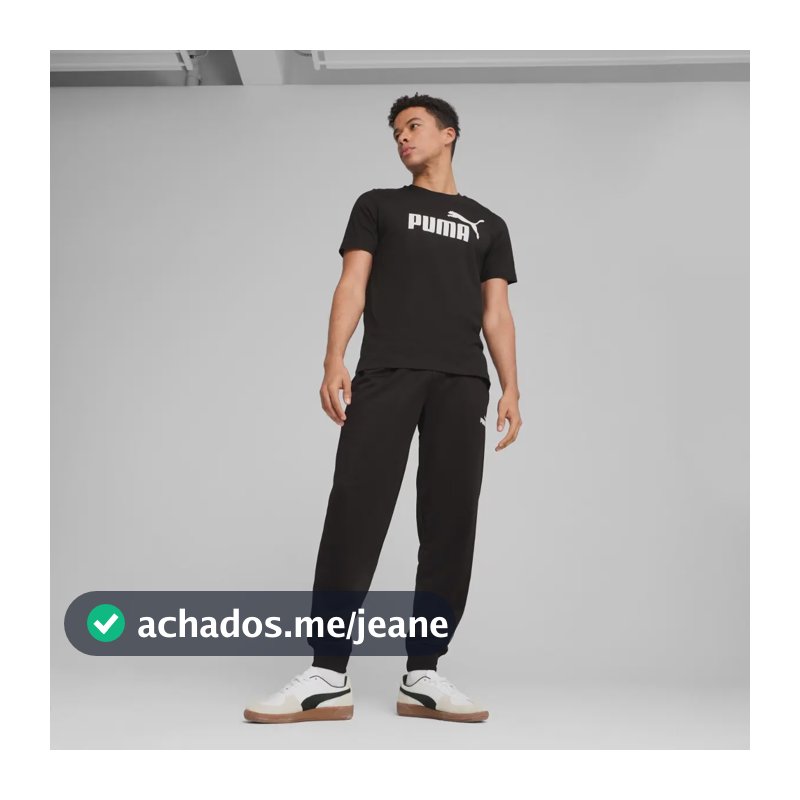 Camiseta Masculina Ess Logo Tee  Puma Puma Black Liso P