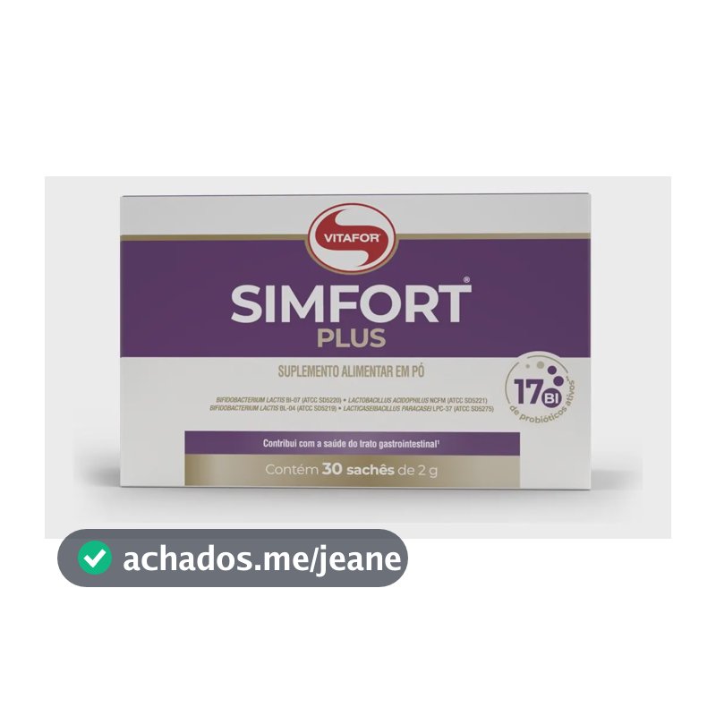 Simfort Plus 30 Sachês Vitafor Sem Sabor