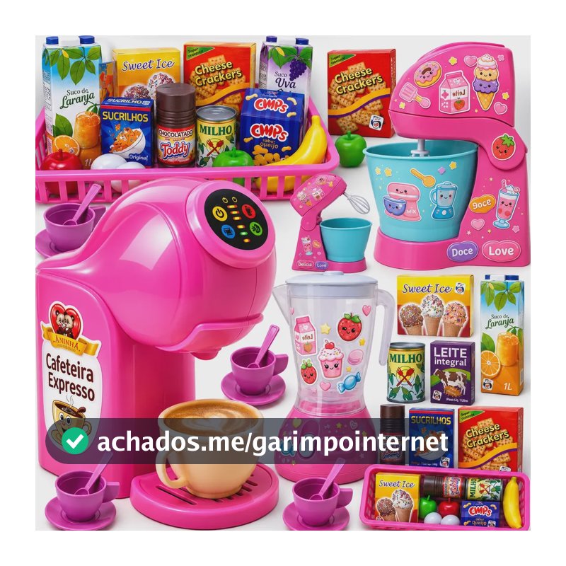 Kit Cozinha Brinquedo Eletrodomésticos 37pcs Comidinhas + Rosa