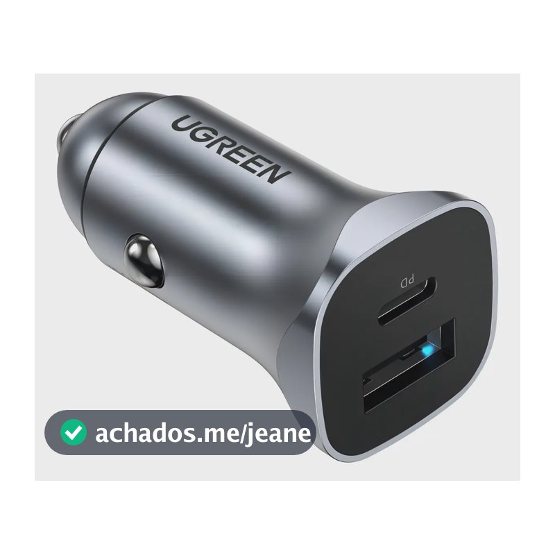 Carregador Veicular Tipo-c Pd + Usb Qc 24w Ugreen Cinza