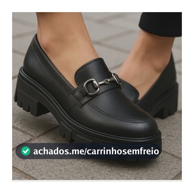 Mocassim Feminino Tratorado Sapato Oxford Preto Bridão