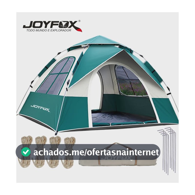 Barraca Camping Automatica Joyfox J-723 4 Pessoas Impermeável 1000mm Barraca Acampamento Pop Up 210205115cm Verde