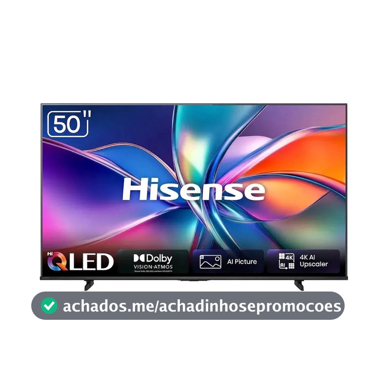 Smart TV Hisense HI-QLED 4K 50" polegadas com Processador AI, Dolby Vision Atmos e Compatibilidade Alexa - 50Q6QVV