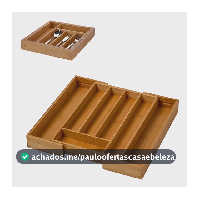 Porta Talher Extensível Organizador Bambu 7 Divisórias Facas