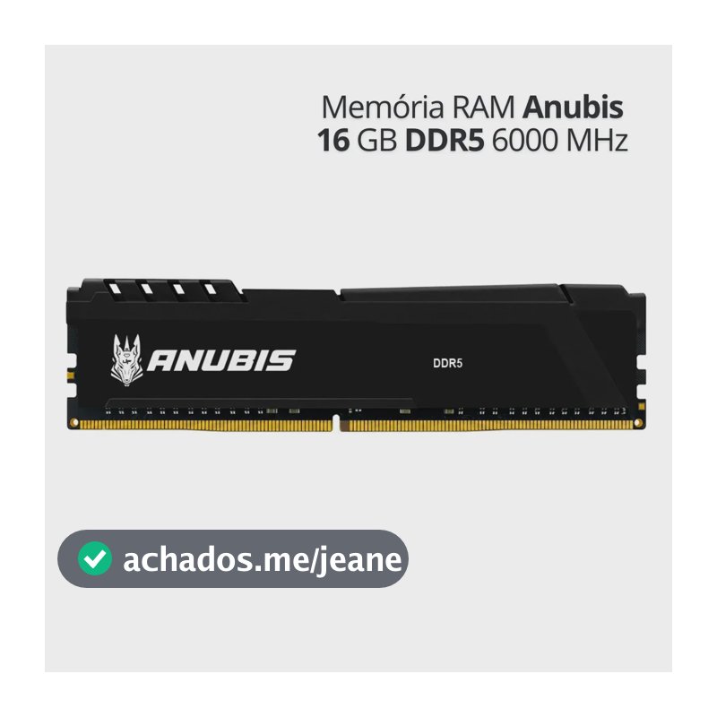 Memória RAM Desktop 16GB DDR5 6000MHz para PC, Módulo Interno com Dissipador de Calor - Linha Anubis UP Gamer
