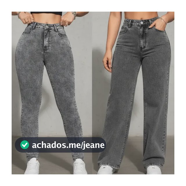 Kit 2 Calça Feminina Jeans Wide Leg + Skinny Grafite Premium