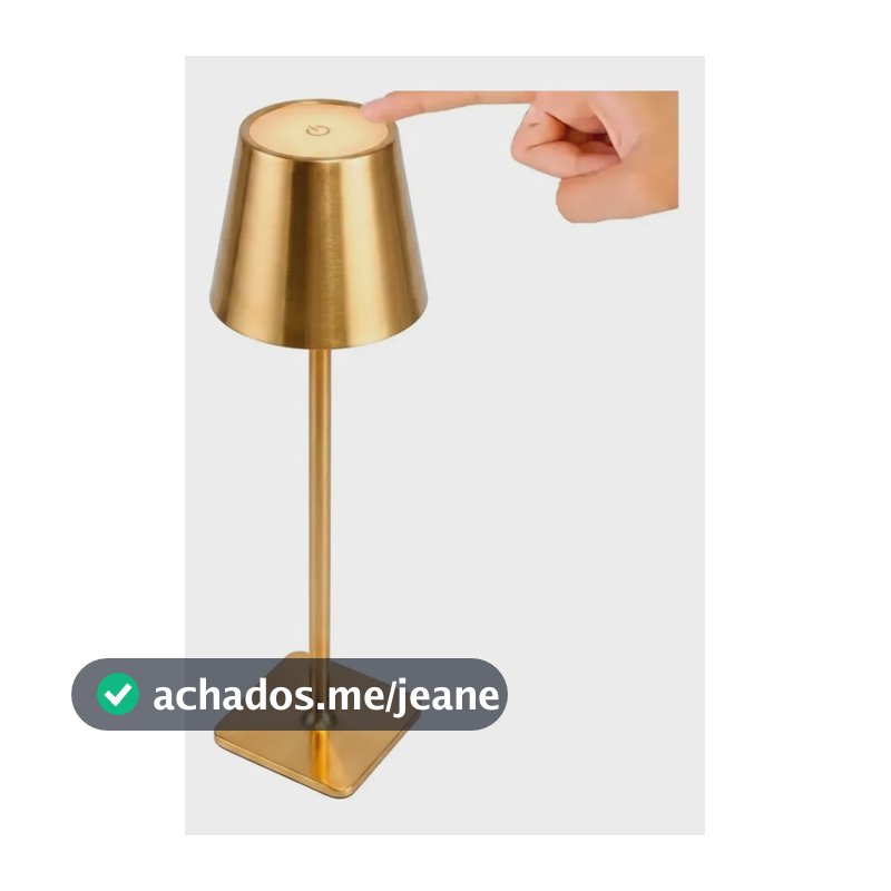 Luminária Led Touch Abajur Recarregável Com 3 Tons De Luz 127/220v Dourado