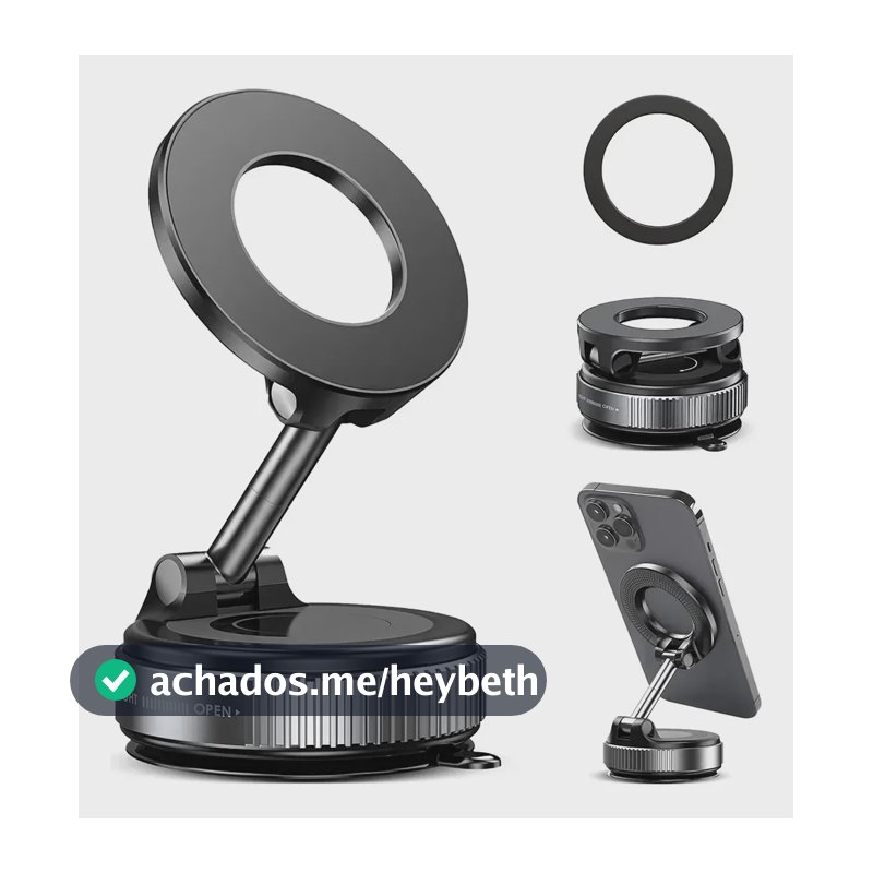 Suporte Celular Carro Magnético Rotativo 360dobrável Ventosa Cor Preto