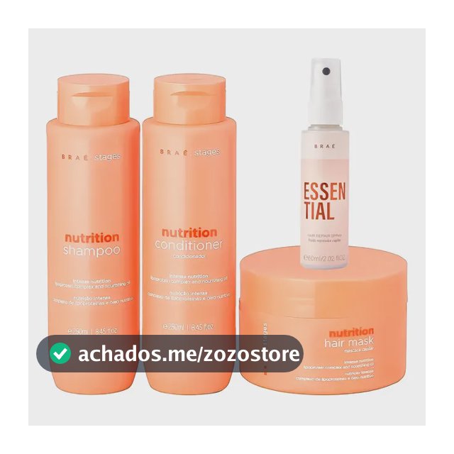 Kit Braé Stages Nutrition Shampoo,cond,másc + Essential 60ml