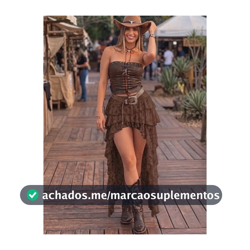 Saia Renda Babados Com Short Marrom Único