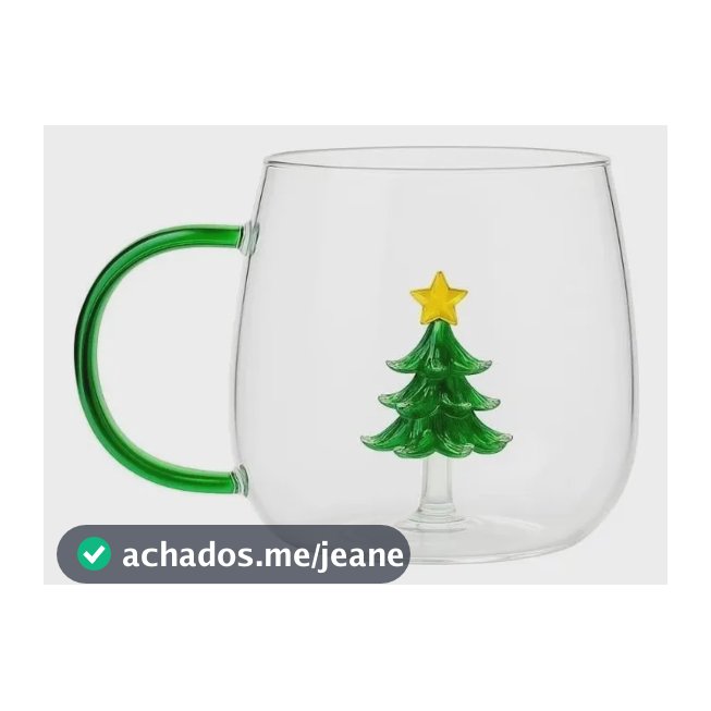 Caneca Xícara De Vidro 400ml Árvore De Natal 3d Feliz Natal Transparente Árvore De Natal 3d