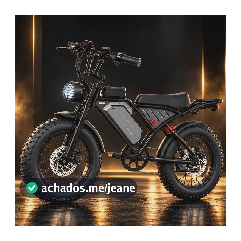 Bicicleta Elétrica Fat Bike Aro 20 Motor 750W 48V Bateria Lítio 12Ah Banco Estendido Autonomia 45km Velocidade 32km/h Pneu Largo 4.0 Freio Hidráulico Urbana Mobilidade Elétrica Suporte Celular