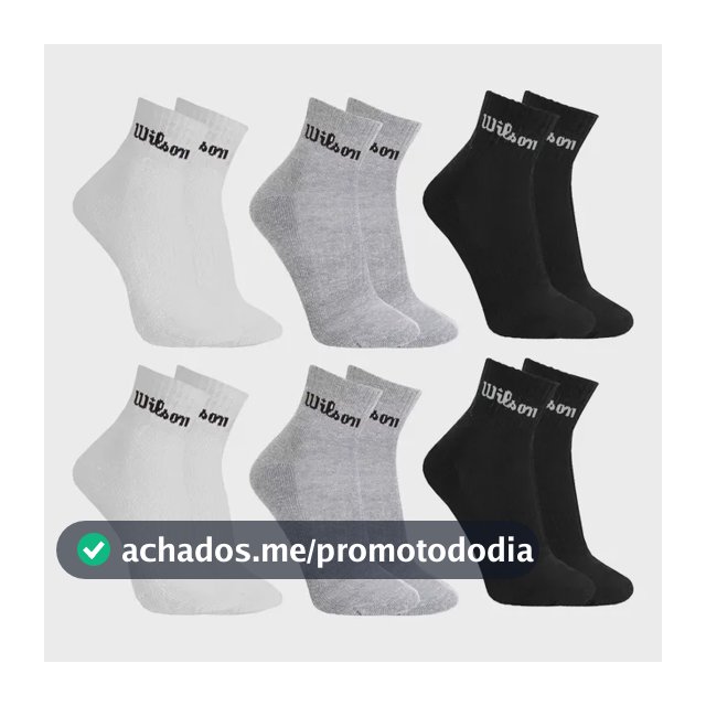 Kit 6 Pares Meias Wilson Cano Médio Masculino Adulto 38-43