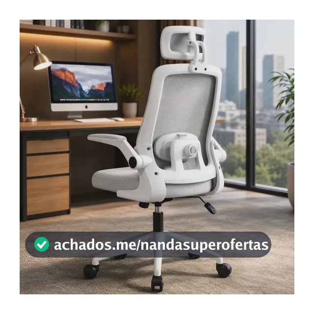 Cadeira De Escritório Ergonômica Giratória Tela Mesh Premium Cinza Espuma De Alta Densidade